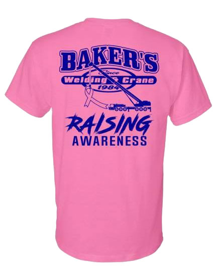 Baker Welding Crane Breast Cancer Awareness T Shirt Back